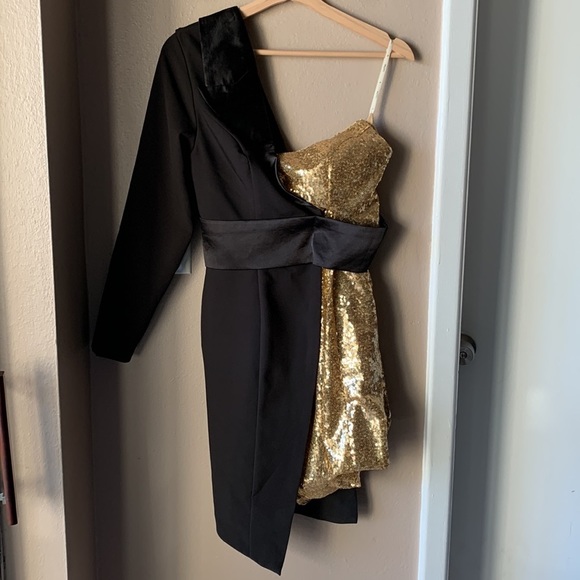 LAN TING Asymmetrical Sequin Party Tuxedo Dress - Picture 3 of 7